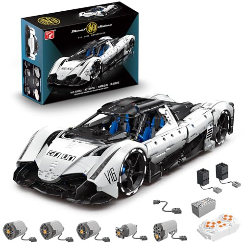 FigureArt TGL-T5052 Technik Sportwagen Bausatz für Devel Sixteen, 4016 Teile 1:8 mit 5 Motoren Groß Ferngesteuert Auto Klemmbausteine(Originalverpackung) (Dynamische Version)