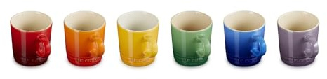LE CREUSET Stoneware Rainbow Set of 6 Espresso Mugs