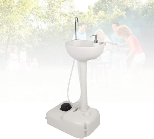 KAIKAFEI Lavello Portatile con Supporto E Lavandino Portatile Autonomo, Stazione Lavamani Autonoma con Dispenser di Sapone per Eventi All'aperto E Raduni(17L)