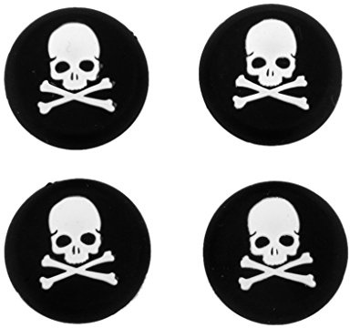 Tapas de botón de control PS4 - Calavera blanca, paquete de 4, fundas de silicona de repuesto para palanca de mando PS 4