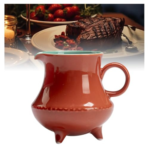 Salsiera in ceramica, salsiera con manico liscio | Caraffa for il latte in una ciotola for salsa, for condire l'insalata, brodo, ristorante e casa