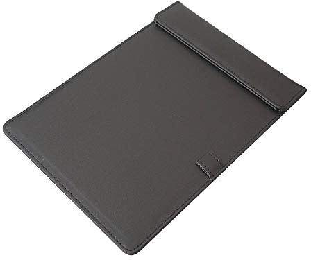 KINGFOM Leder Klemmbrett A5 mit Stifthalter für Konferenz (1260-Schwarz)