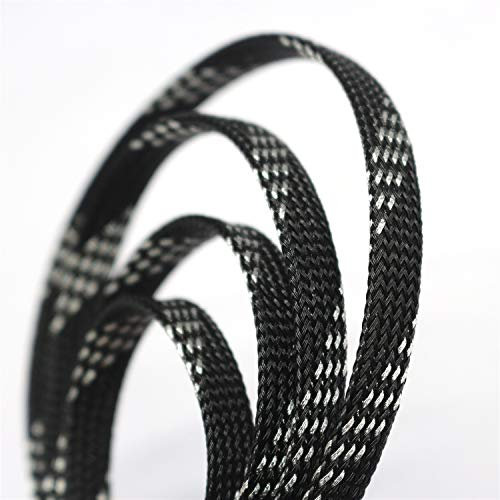 Flexibler Kabelschlauch aus PET, erweiterbar, 9,1 m, 6,1 mm, Silber und Schwarz