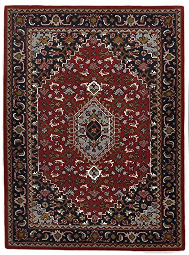 Theko | Tappeto Royal Persian in 100% lana vergine | IWS | fatto a mano con tecnica del tufting | Colore: Rosso | Dimensioni: 40 x 60 cm