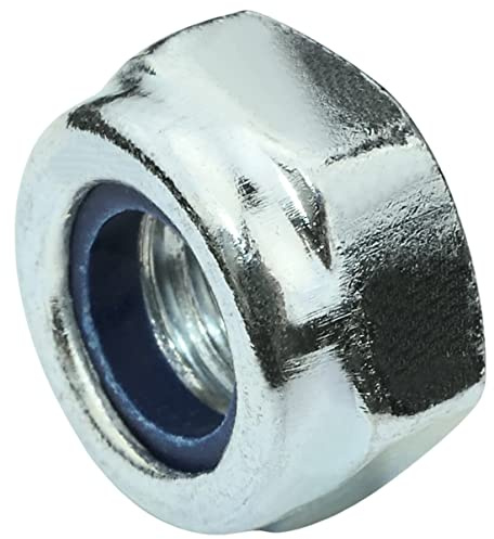 AERZETIX - C58261 - Juego de 10 tuercas hexagonales de bloqueo M10 - tuercas autoblocantes con anillo de nylon - rosca métrica - en acero galvanizado - color plata