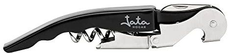 Jata HVIN2202 - Abridor de Vino, Sacacorchos de Palanca con doble impulso articulado, Incluye navaja cortacápsulas y abridor de tapones, De acero inoxidable, ABS