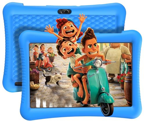 EagleSoar Kids Tablet 10.1 inch Android 13 for Kids 3-12 Ages 3GB+32GB Expandable to 128GB, Dual Cameras, GPS, Google Kids Space, Pre-Installed Apps, Parental Controls, with Shockproof Case (Blue)