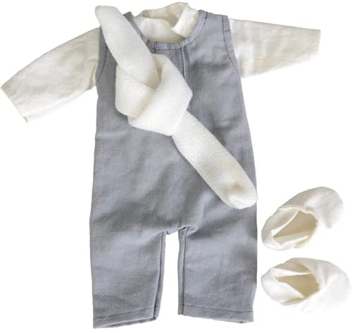 Overall blaugrau mit Bluse für EgmontToys Puppen 30-32 cm - Puppenkleidung