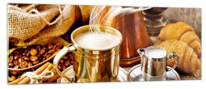 Panorama Bilder auf Glas Kaffee Gastronomie Küche Glasbild 140x50cm Wandbilder Dekoration Wohnzimmer Schlafzimmer Küche Groß XXL Wanddeko Bild im Glas Wand Kunstdruck Art Modern GAB140x50-5217