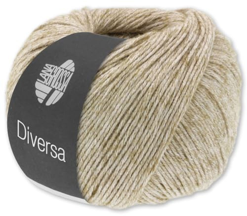 Frida's Wollhaus Lana Grossa 50 g Diversa Wolle Baumwoll-Mischgarn Mélange-Effekt 14 Farben (06 | Leinen)