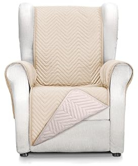 Martina Home Milano Funda Cubre Sofá, Protector para Sofás Acolchado Reversible 1 Plaza/Relax Beige/Lino