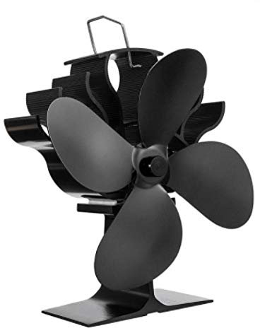 HPTHLY Black 4 Blades Heat Powered Stove Fan Log Wood Burner Quiet Black Home Fireplace Fan Efficient Heat Distribution
