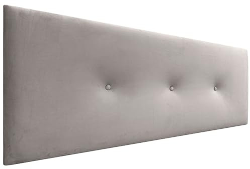 DHOME Kopfteil aus glattem Samt mit Knöpfen, hohe Qualität, modernes gepolstertes Kopfteil, Luxus-Bett, gepolstertes Schlafzimmer (Beige, 160cm)