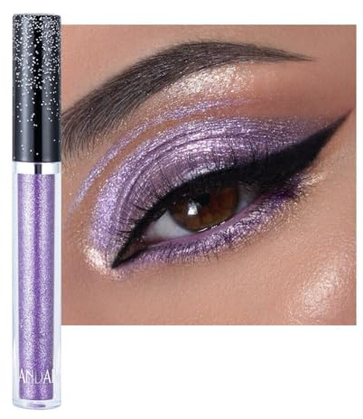 Metallic Liquid Glitter Eyeshadow Stick | Long-Lasting, Quick-Drying, Waterproof Shimmer Highlighter for Smokey & Sparkly Eyes | Beauty Cosmetics Eye Shadow Makeup for Women & Girls - Lavender