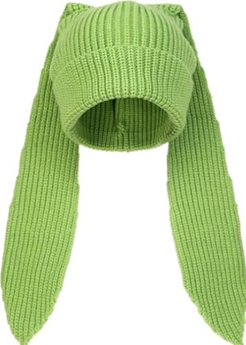 YEKEYI Lustige Mütze mit langen Ohren, Strickmütze, niedlicher Hase, Wintermütze, warm, gestrickt, Kaninchen, Häkelmütze