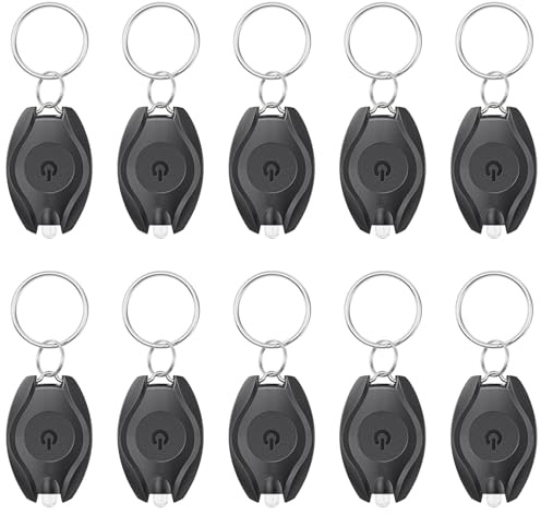 Pawfly 10 porte-clés LED mini porte-clés LED lumière 14 lumens portable ultra lumineux alimenté par batterie anneau de clé torche pour randonnée et éclairage d'urgence