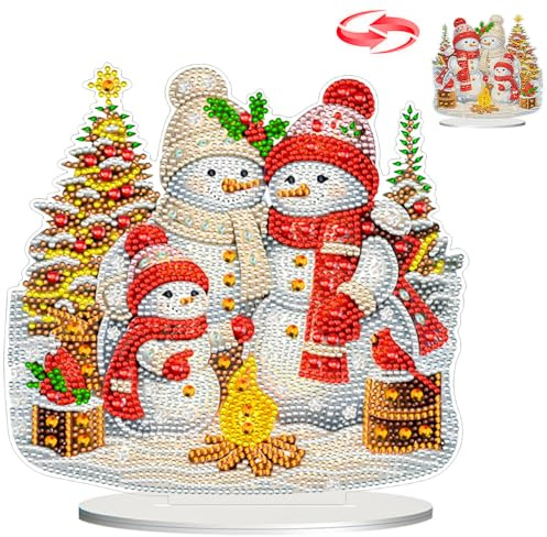 QUANMAITONG DIY Diamond Painting Weihnachten Tischdeko, Erwachsene 5D Diamant Painting, Adventskalender Winter Dekor Geschenke (A)
