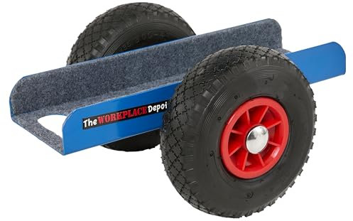 Panel Transport Dolly, Heavy Duty Blue Steel Board Trolley with Non Slip Carpet Platform on Pneumatic Tyres for Heavy & Long Goods