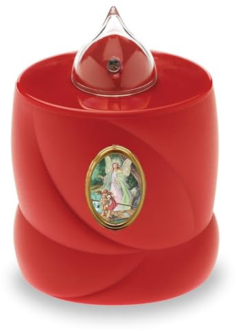 AROBA Vela LED para tumba – efecto parpadeante como una vela real, larga duración de combustión hasta 200 días, reutilizable, vela conmemorativa – rojo ángel sagrado