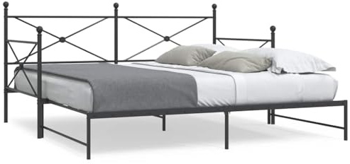 vidaXL Tagesbett Ausziehbar ohne Matratze Schwarz 100x200 cm Stahl