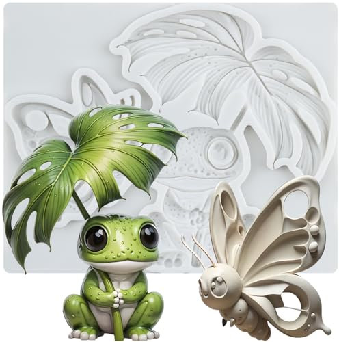 MINFEIDMS Moules à fondant grenouille en silicone pour décoration de gâteau, cupcake, chocolat, bonbons, sucre, pâte à fleurs, argile polymère
