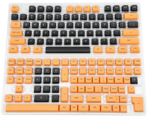 QPSJXN PBT Double Shot Keycap Set 150 CSA Profile Black Orange Compatible with Mechanical Keyboard Compatible With MX Switches(Orange Black)