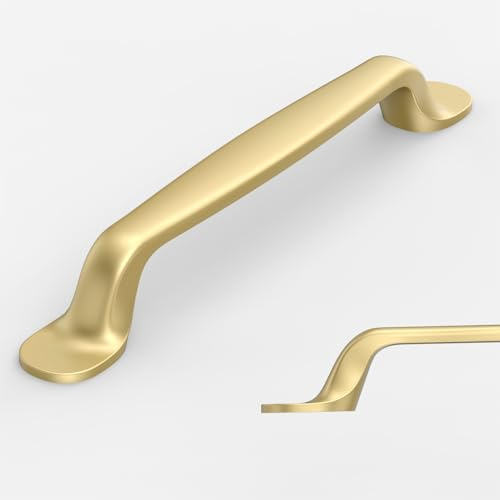 Amerdeco 10 Stück Möbelgriffe Gold 128mm Lochabstand, Zinklegierung Schubladengriffe & Schrankgriffe für Küchenschränke & Kleiderschränke UK0080