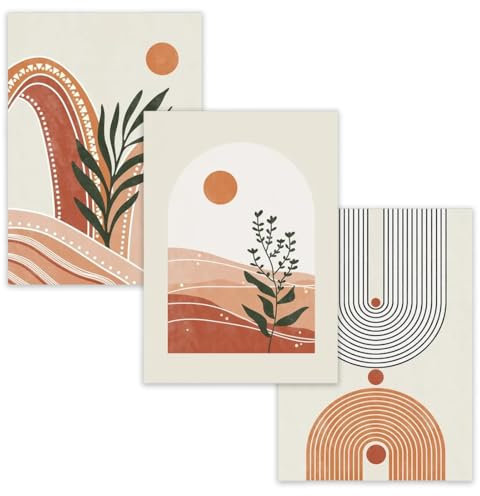 JEYORZY 3 Pezzi Stampa su Tela Boho Astratto Geometrico Quadro su Tela Pittura Colorate Minimalista Geometrico Quadro Moderno Soggiorno Camera da Letto Decorazioni Parete, Senza Cornice (15cm x 20cm)