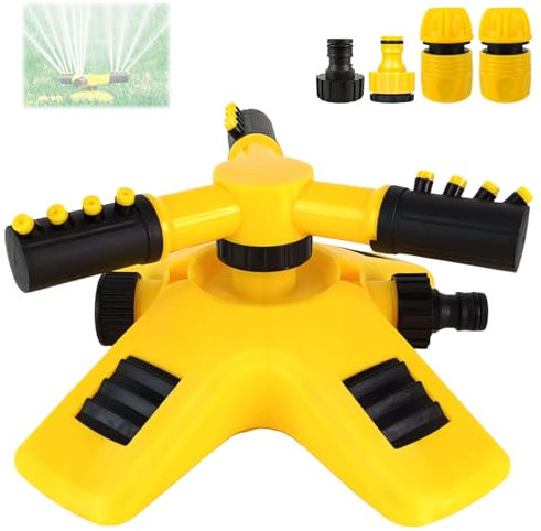 Audasi Irrigatori Da Prato, 360 Gradi Rotativo Durevole 3 Braccia Regolabile Spruzzatore D'Acqua 2 Modelli Di Irrigazione Attrezzatura Con 1/2 3/4 Connettore Tubo Per Giardino E Grandi Giardini