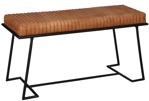 Industrial Lederbank Adeva edel aus Echtleder in Braun-Schwarz 100 cm