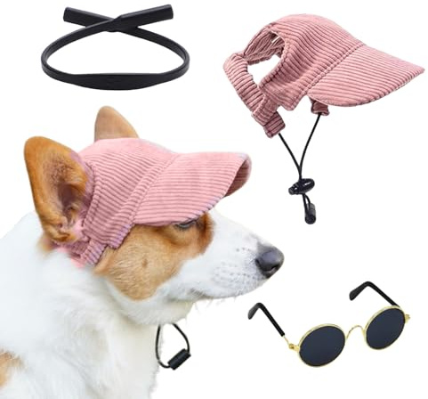 Galenecx Cappello da Baseball per Cani, Cappello da Sole per Sport all'Aria Aperta con Fori per le Orecchie, Cappello Regolabile da Baseball per Animali, per Cuccioli, Spiaggia, all'Aperto(Medio)