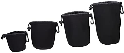 NUOBESTY 4 Stück Schwarz Gewebe Kameraobjektivhalter mit Haken für DSLR Kameraobjektiv Schutz und Aufbewahrung für Fotografen