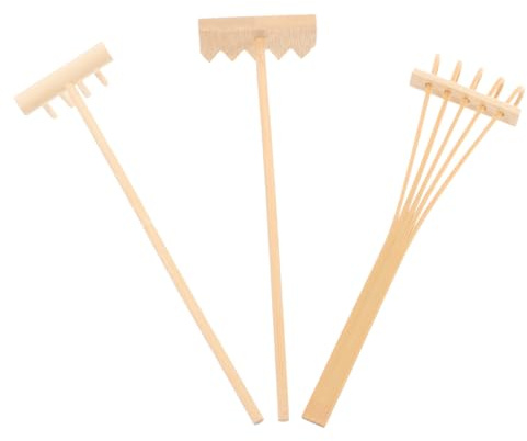 Abaodam 3pièces Mini Râteau Bambou pour Jardin Zen Râteau à Sable pour Décoration Feng Shui Table Intérieur