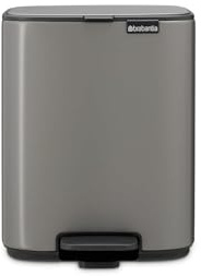 Brabantia Bo Pedal Bin 7L (Platinum), Soft Closing Waste Bin with Light Pedal Operation, Easy to Clean Removable Plastic Inner Bucket with Free PerfectFit Rubbish Bags Included