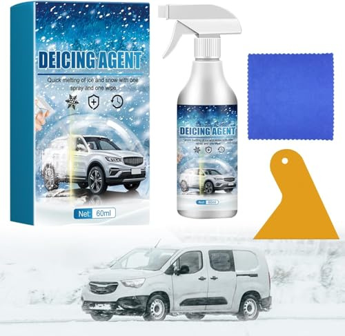 Myluatye Quita Hielo Parabrisas Coche,60ml Descongelador Parabrisas,Spray Descongelante Coche,Spray anticongelante,De-icer Spray for Windows,Windshield Defroster Spray