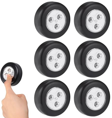 6er Set Stick&Push LED Touch Lampe, Batteriebetrieben, Nachtlicht selbstklebend, Küchenlampen, Schrankleuchten, Lampe Nachtlicht Leuchten Batteriebetrieben, Selbstklebend Küchenlampen
