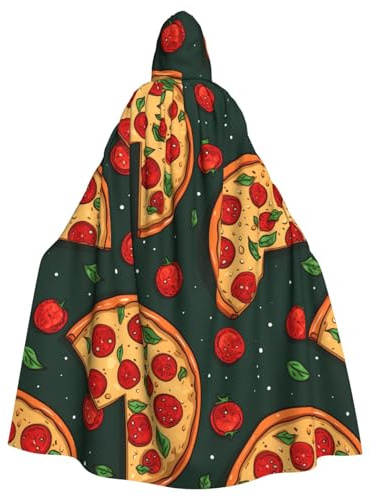 asbwuo pizza food Picture Halloween Adult Hooded Cape Cloak for wear during Halloween, role-playing