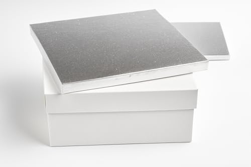 Pac:kit Square Cake Drum and Box Set, White Cardboard, 18 Inch, Sturdy Construction, for Wedding and Celebration Cakes
