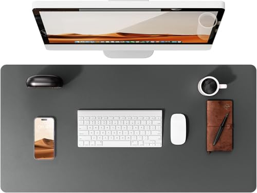 YSAGi Schreibtischunterlage, Großes Leder Mauspad 80x40cm, Dunkelgrau | Premium Schreibunterlage, Rutschfeste Tischunterlage, Multifunktionales Mousepad Schreibtisch Zubehör für Büro & Homeoffice