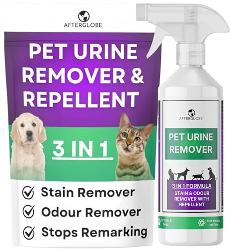 Afterglobe 3-in-1 Pet Urine Cleaner & Repellent Spray 500ml – Natural Plant-Based Formula for Carpets, Rugs, Sofas & Furniture – Removes Pet Pee Stains & Odours – Stops Repeat Marking – Dog & Cat Safe