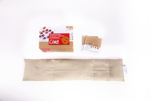 IL CIELO FIORITO - CORE, Bandeau chauffant avec noyaux de cerise, 100 % coton, 65 x 15 cm, 750 g, pour micro-ondes, ligne classique (Sable)