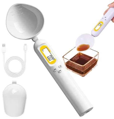 Medidor digital – Cabeza electrónica desmontable 0,1 – 500 gramos | Báscula cuchara digital para medición de alimentos – para cocinar preparación pastelería recetas condimentos casa cocina