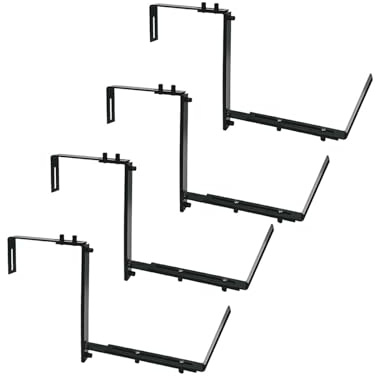 Oxxggkao 2/4 soportes ajustables para caja de ventana, soporte de pared, soporte de flores, estantería resistente para barandilla de jardín, soportes de flores