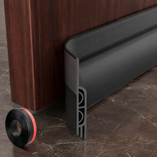 Self Adhesive Door Draught Excluder – Silicone Brush Strip Under Door Seal, Draught Proofing Weather Strip for Blocking Cold Air, Dust & Noise, Energy Saving Door Seal (Black, 39)