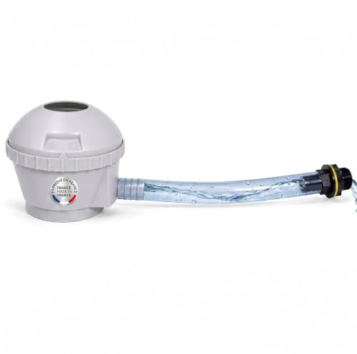 YourCasa Regnsamlarset [QuickFlow] med anslutningsslang, 31 cm och regngenomföring – avstängningskran och filter för att ansluta fallrör, 68–100 mm, DN100, regntunna regnvattensamlare (ljusgrå)