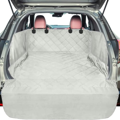 Veckle SUV Cargo Liner for Dogs with Side Flaps, Large (54 x 93) Water Resistant Trunk Cover, Non-Slip Pet Area Protector with Bumper Flap, Universal Fit for SUVs Sedans Vans, Gray