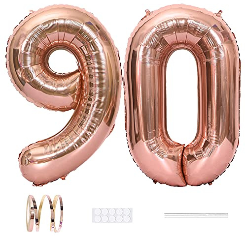 Xihuimay Globos numéricos 90 globos de 40 pulgadas, globos digitales del alfabeto 90 cumpleaños dígito 90 globos grandes de helio para fiestas de bodas despedidas de soltera, número 90