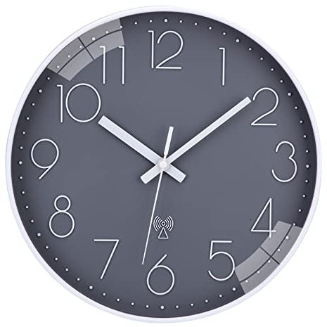 ACCSHINE Orologio da Parete Radiocontrollato 30cm Orologio da Parete Moderno Silenzioso Senza Ticchettio Semplice Classico Orologio al Quarzo per Camera da Letto, Scuola, Ufficio, Soggiorno, Cucina