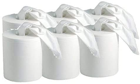 DSTOCK60-6 rouleaux Essuie-mains 450 formats lisses - 2 PLIS PURE OUATE - Bobines à dévidage central ou latéral - Agrée contact alimentaire - Fabrication Française
