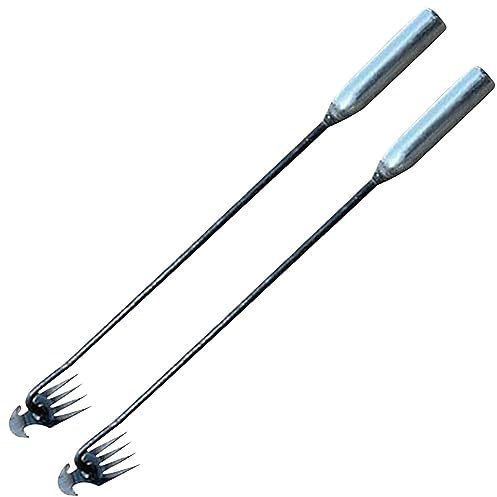 Unkrautjäter aus Edelstahl | Geschmiedeter manueller Graszieher mit langem Griff | Rostfreies Gartenpflegezubehör Harke für Garten, Rasen, Feld, Terrasse, Park
